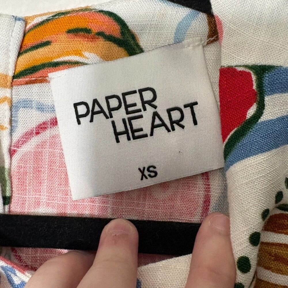 Paper Heart Linen Italian Printed Crop Tank XS - Picture 4 of 5